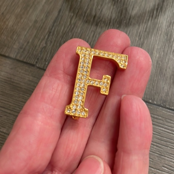 Anne Klein Gold-tone Rhinestone “F” Inital Pin - Picture 11 of 15